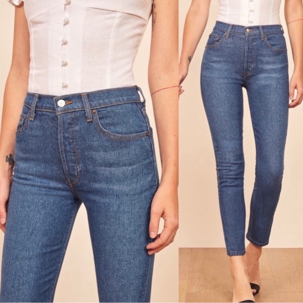 Reformation Jeans Womens Size 28 Serena High Skinny Crop Pants Cannes Wash LY716